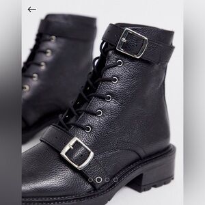 Astrid leather chunky military boots